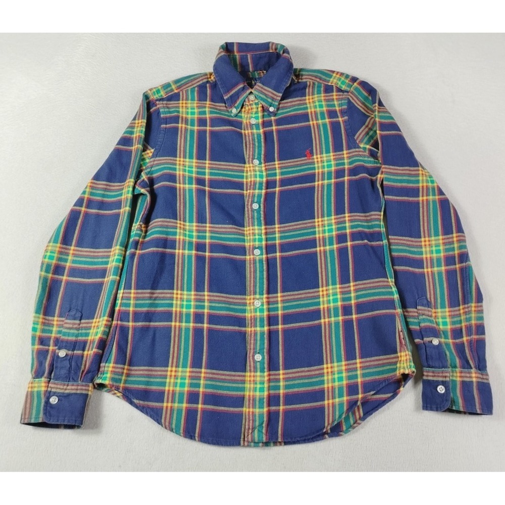 Ralph Lauren Shirt Mens Medium Blue Plaid Long Sleeve Flannel Button Down Casual